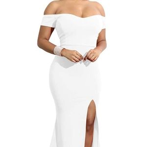 Off Shoulder High Split Long Formal Party Dress Evening Gown size large